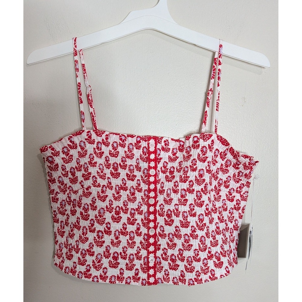 *NWT* Roller Rabbit x Target Women Sz Large Smocked Peplum Tank Top Red/Lavender